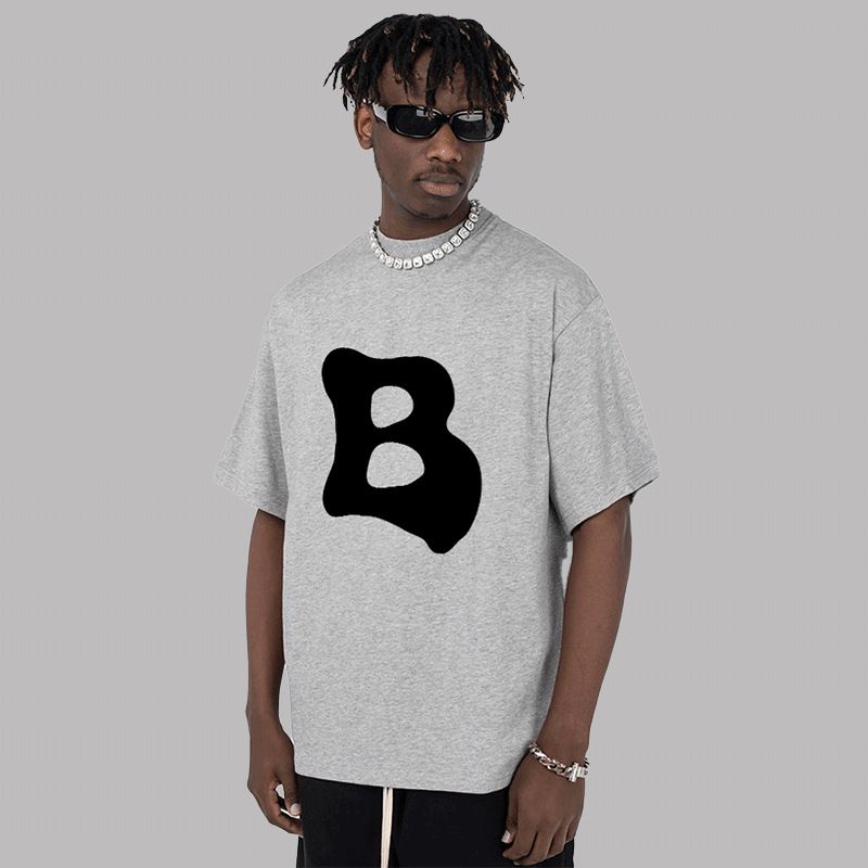 Herrenbekleidung, kurzärmeliges Baumwoll-T-Shirt für Männer im Sommer, amerikanische Trendmarke, lockeres Design, vielseitige Paarkleidung, kleiner runder Kragen_voghion.com