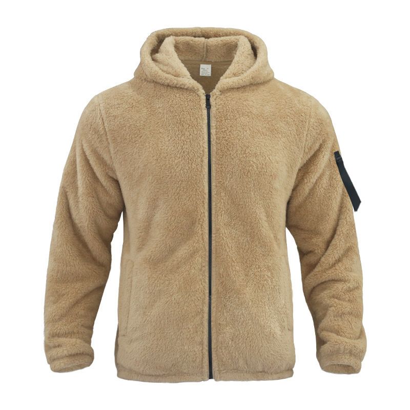 2025 Herren Herbst Winter Doppelseitige Fleece Warme Lose Kapuzen Freizeitjacke_voghion.com