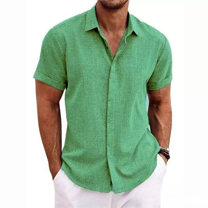 Men's Clothing Men's Linen Short Sleeved T Shirts Loose Undershirt Solid Color Short Sleeved Cotton And Linen Shirts_voghion.com