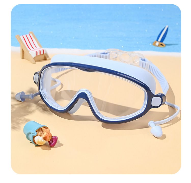 Universelle Schwimmbrille für Erwachsene für Männer und Frauen, HD-wasserdicht, beschlagfrei, großer Rahmen mit Ohrstöpseln, professionelles Schwimmen_voghion.com