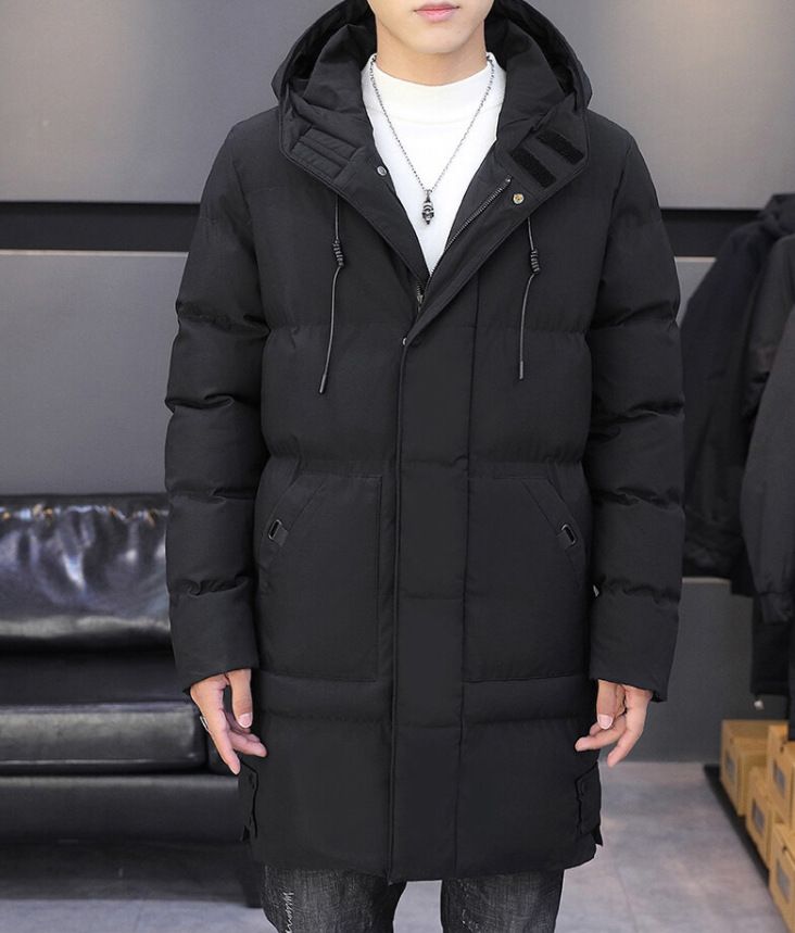Abbigliamento da uomo Giacca imbottita in cotone di media lunghezza Giacca imbottita in cotone con cappuccio, 2023 inverno nuovo Giacca imbottita in cotone di seta Giacca imbottita in cotone lungo Giacca invernale_voghion.com