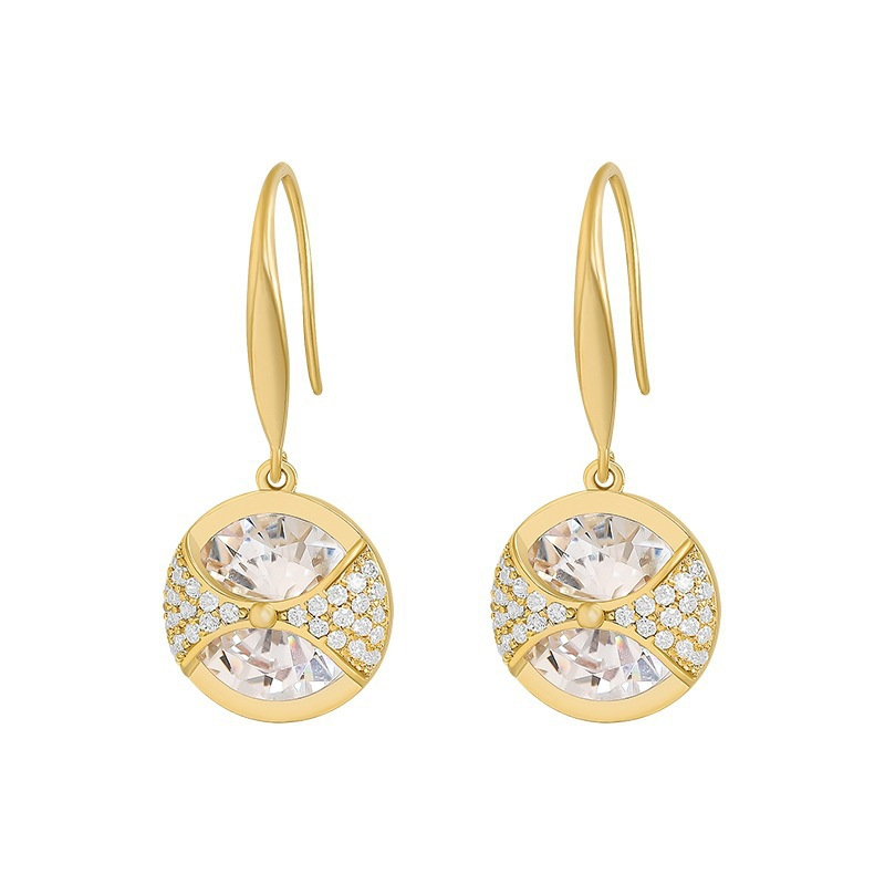 Sier VENUS Sterling Fashion Color Bow Earrings Women Round Inlaid with Zircon Crystal Drop Earrings Weddin_voghion.com