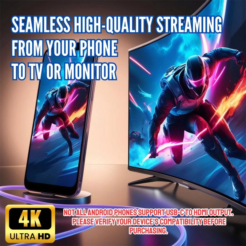 Câble USB-C Type-C vers HDMI 4K de 2 m, adaptateur TV pour téléphone portable, tablette, HDTV, pour Samsung_voghion.com