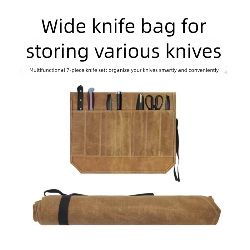 Auf Lager: Messertasche aus nassgewachstem Canvas, Outdoor-Küchenteiler, täglicher Gebrauch, Camping-Tragetasche_voghion.com