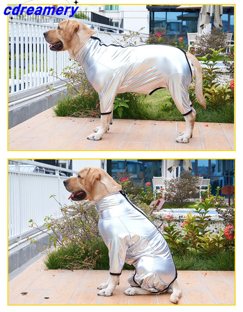 Vêtements pour animaux de compagnie : coupe-vent tendance pour chien, combinaison spatiale, combinaison imperméable et coupe-vent à quatre pattes pour chien de taille moyenne à grande_voghion.com