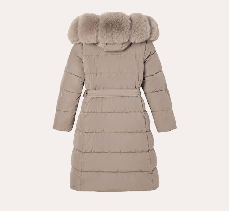 Luxuriöser Parka mit abnehmbarer Kunstpelzkapuze – Knielanger gesteppter Puffermantel (Khaki/Schwarz/Creme/Kaffee, M-XXL)_voghion.com