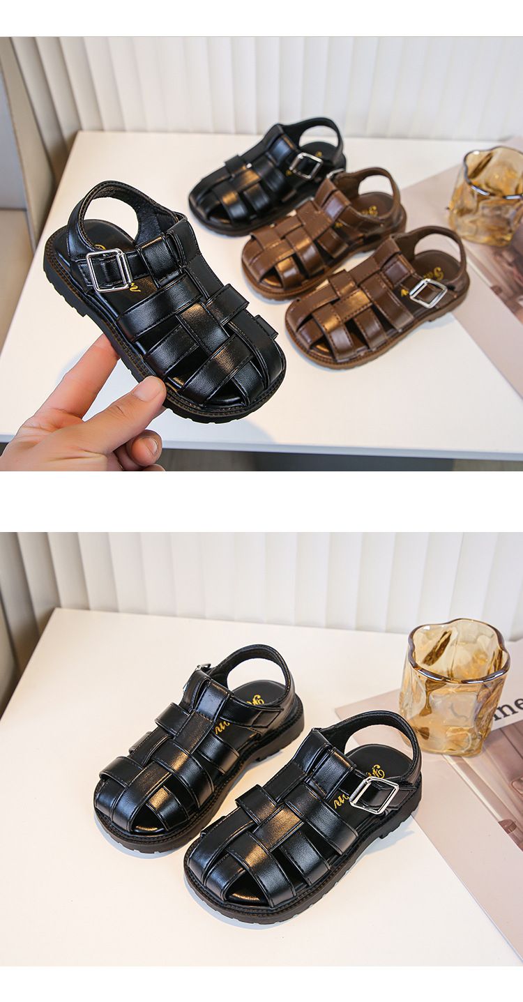 Mädchen 2024 Sommer Neue Koreanische Ausgabe Kinder Baotou Sandalen Gestrickte Jungen Weiche Sohle Strandschuhe_voghion.com