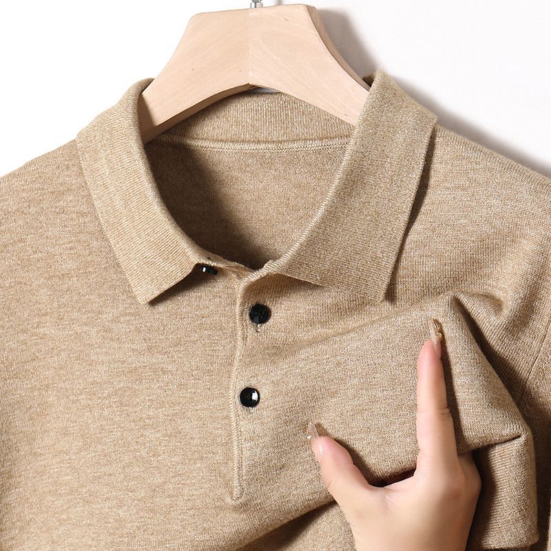 Pull tricoté épais à col rabattu pour homme, couleur unie, décontracté, coupe ample, polyvalent, pour l'hiver 2025_voghion.com