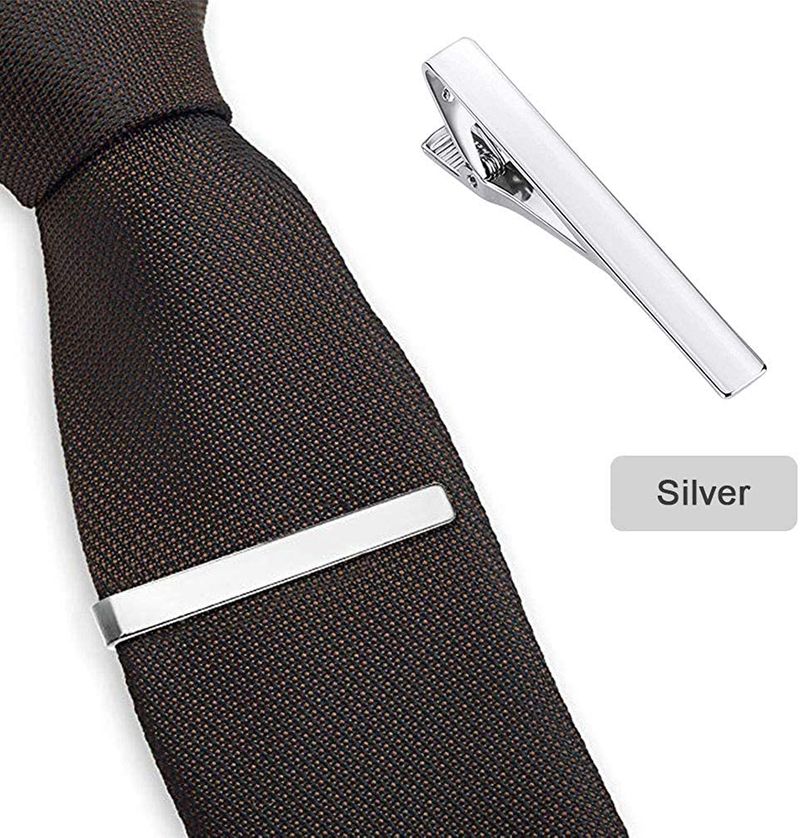 Semplice accessorio per cravatta di sicurezza professionale in metallo argentato, spilla alla moda con clip in oro_voghion.com