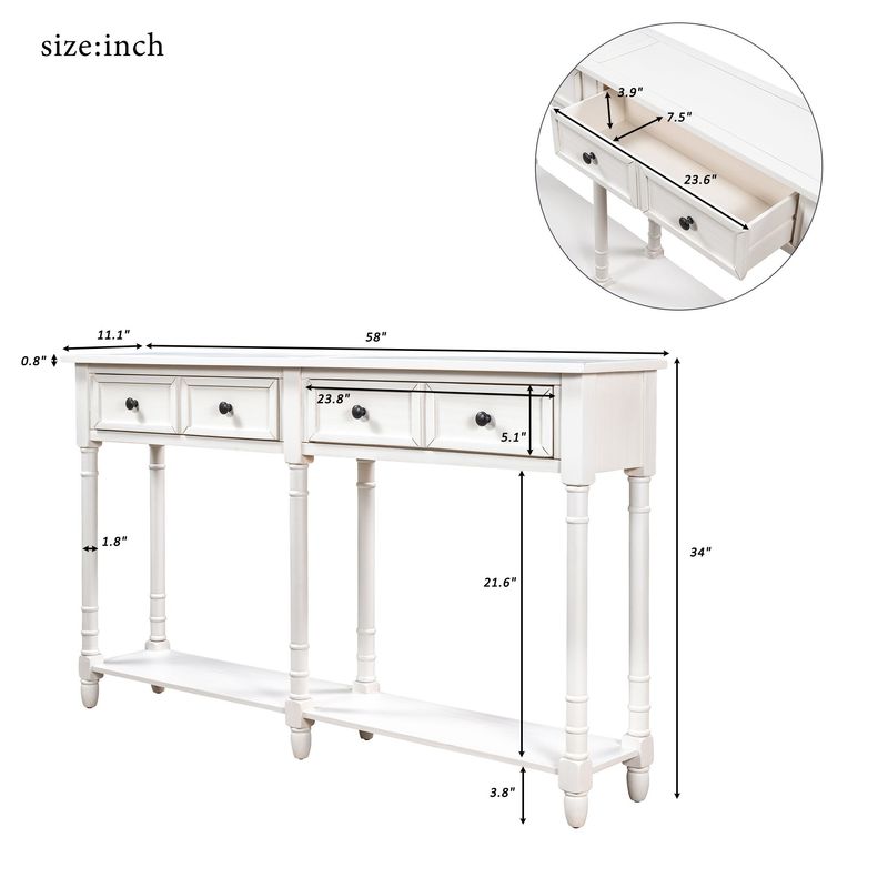 Console Table Sofa Table Easy Assembly With Two Storage Drawers And Bottom Shelf For Living Room,Entryway_voghion.com