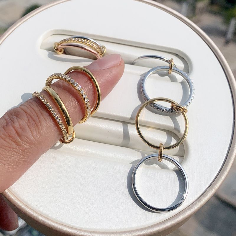 Abartılı Yeni 4 Halka Yüzük Çok Yönlü Yaratıcı Kişilik Niş Tasarım Kadın Yüzüğü Moda Yüzüğü_voghion.com