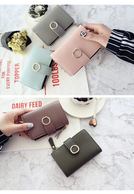 Neu Kurze Frauen Geldbörsen Mode Einfache Nette Kleine Weibliche Brieftaschen PU Leder Karte_voghion.com
