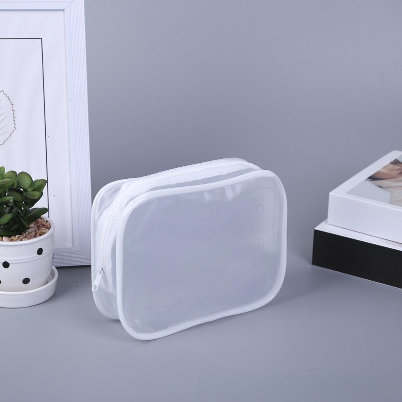 Factory direct supply frosted pvc bag cosmetic storage zipper bag custom pvc travel set wash bag custom_voghion.com