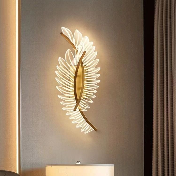 Coconut Leaf Nordic Creative Lyx Vardagsrum LED-ljus TV Bakgrund Vägg Hotell Mässhall Sovrum Sänghuvud_voghion.com