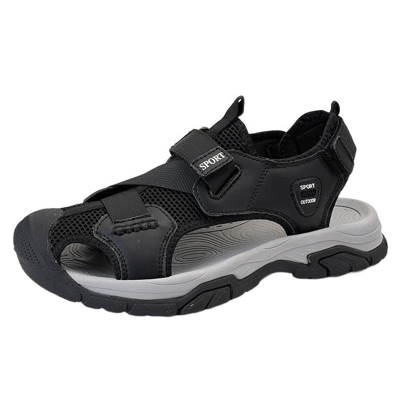 Scarpe da spiaggia per esterni di qualità imbattibile, sandali con suola morbida, sandali estivi con punta oversize per uomo, da indossare all'aperto in vera pelle_voghion.com