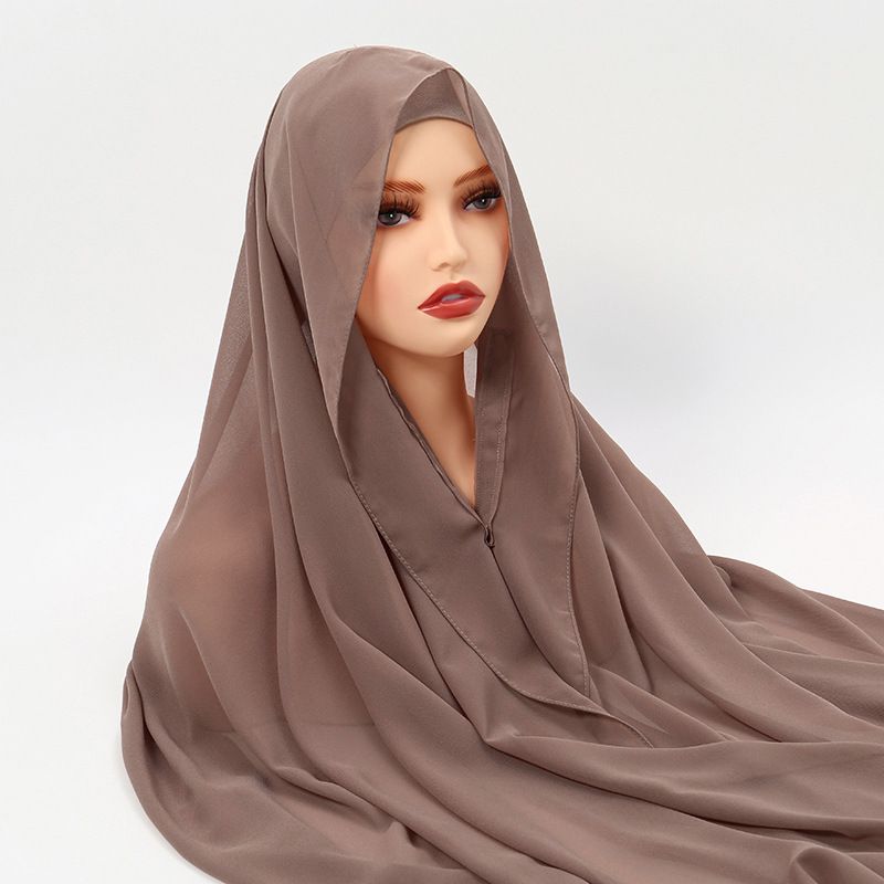 Hot Selling New Lazy Chiffon Convenient Headscarf With Magnetic Buckle Fixed Anti-drop Solid Color Versatile Scarf_voghion.com