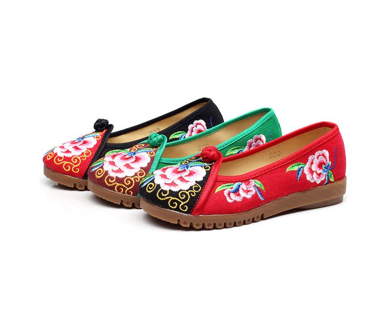 Flaches besticktes Tuch mit Kuhsehnensohlen, Frühlings- und Herbst-Mutter-Slipper mit großen Zehen, einzeiliger Riemen, Damen-Single_voghion.com