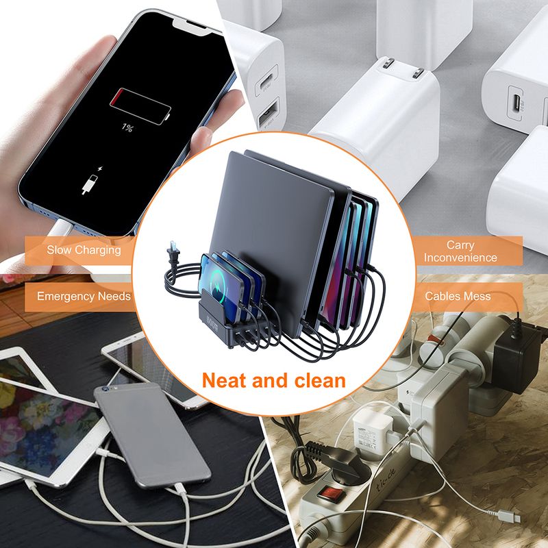 500W USB C Charger 10 Ports Gan Charging Station Stand PD 100W Fast Charge For Book Pro IPhone Samsung Laptops Tablets_voghion.com