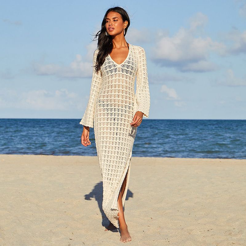 Elegantes rückenfreies Strandkleid – Sexy Bikini-Überzug aus Strick und Häkelarbeit mit Sonnenschutz, leicht und atmungsaktiv für Damen_voghion.com