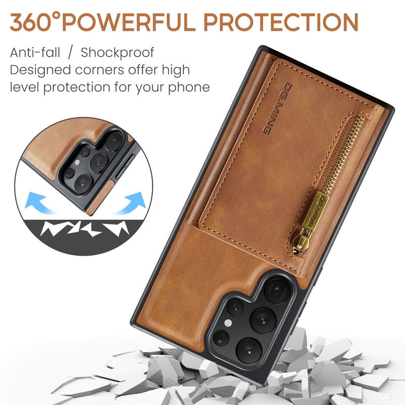 Custodia protettiva in pelle con portafoglio multi-carta antifurto con spazzola M5 per Samsung S23 Ultra._voghion.com