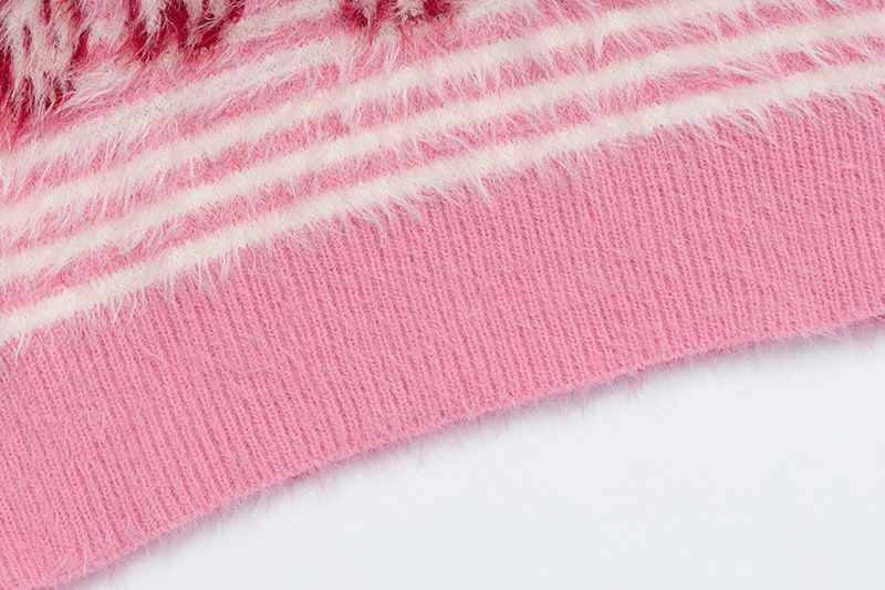 Pull rayé à col en V en deux pièces pour chaton, pull ample unisexe pour l'automne, haut tricoté de style paresseux_voghion.com