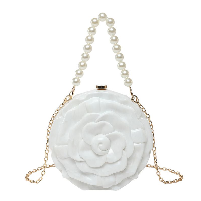 Abend-Clutch mit Blume, runde Scheibe, trendige Mode, einzelne Schulter, Umhängetasche, neue Nischen-Design-Tasche für Frauen_voghion.com