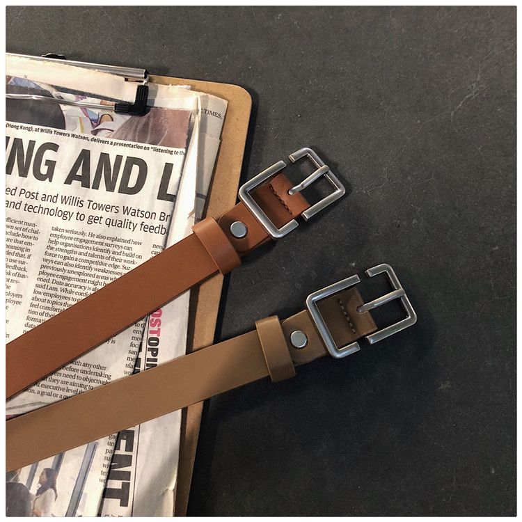 Nyt bælte til afslappet bukser, slankt bælte til mænd, koreansk version, unge mennesker, PU-læder, lille bælte i NS-stil, alsidigt bælte, dekoration_voghion.com