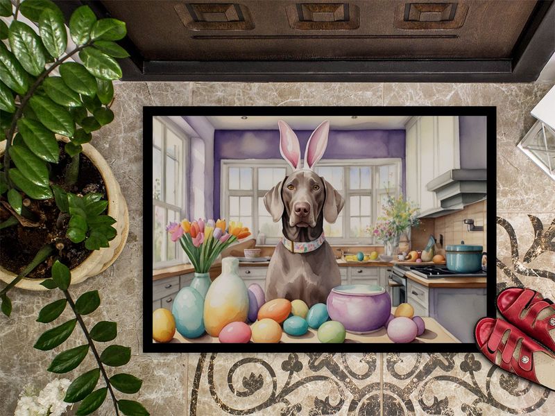 Decorating Easter Weimaraner Doormat Front Door Mat Indoor Outdoor Rugs For Entryway, Non Slip Washable Low Pile, 24H X 36W_voghion.com