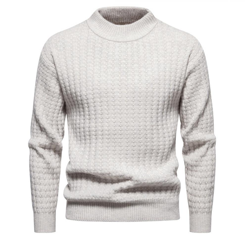 Nieuwe gebreide herenherfst- en wintertrui, modieuze effen trui met ronde hals, slim-fit trui_voghion.com