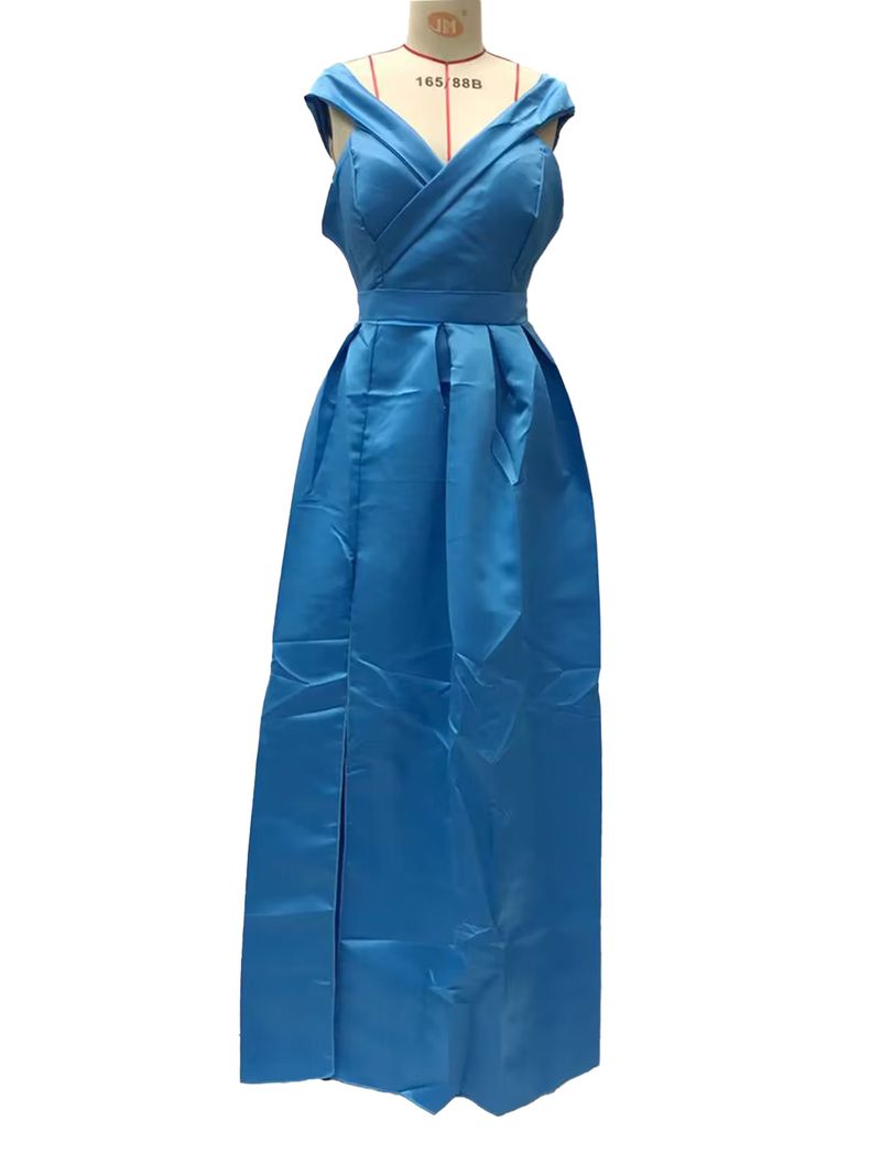 Women's deep V-neck ebay satin multi-color dress_voghion.com