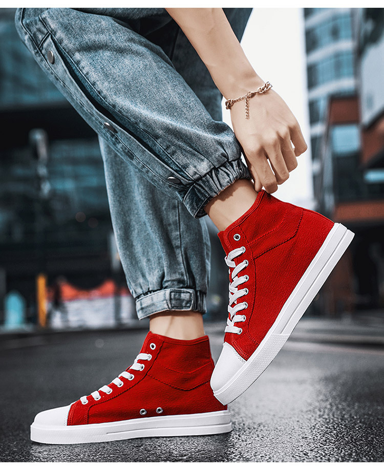Herren-Sneaker zum Schnüren, klassisch, lässig, hoch oben, aus Segeltuch_voghion.com