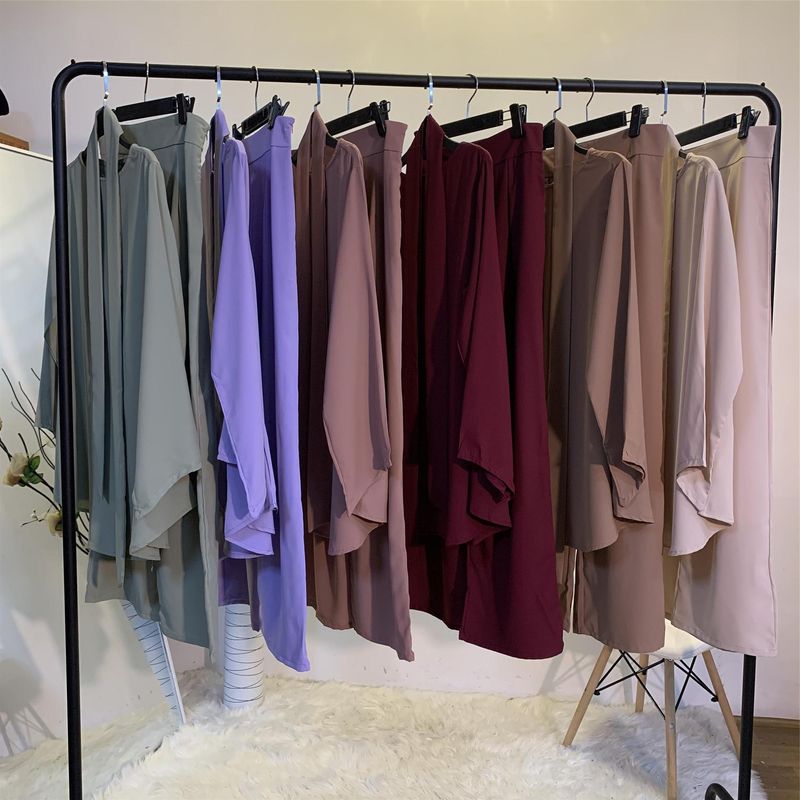Two-pieces Abaya Turkish Kimono Tops Pants Muslim Dress Abayas Hijab Robe Dubai Caftan Kaftan Islam Clothing For Women Fashion_voghion.com