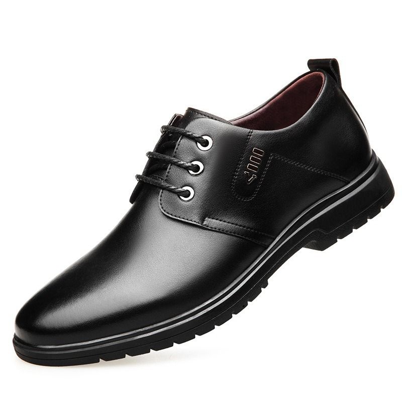 Chaussures de travail plates et souples en cuir noir pour homme, style décontracté et formel, nouvelle collection 2025_voghion.com