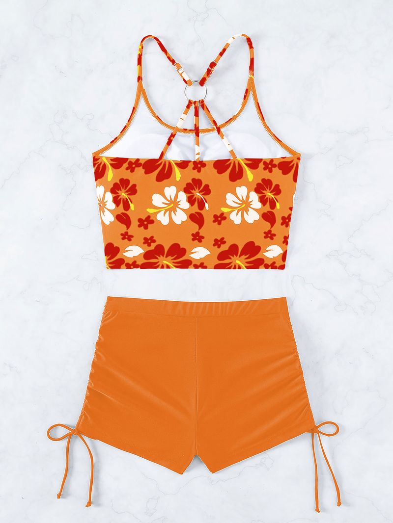 Ženska oblačila Tankini Tisk Boksarice z visokim pasom Konzervativne bikini Razcepljene kopalke Kopalke_voghion.com