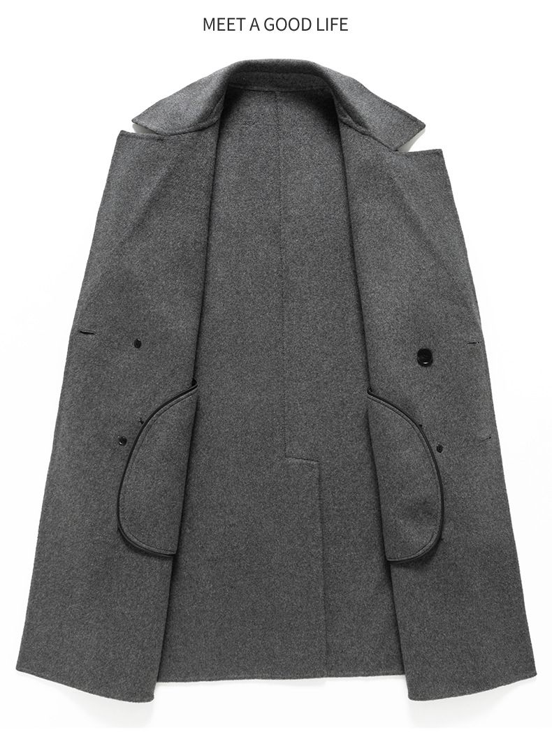 Luxury Cashmere-Blend Overcoat For Men – British-Style Relaxed Fit Double-Breasted Winter Coat (46-56, Black & Grey)_voghion.com
