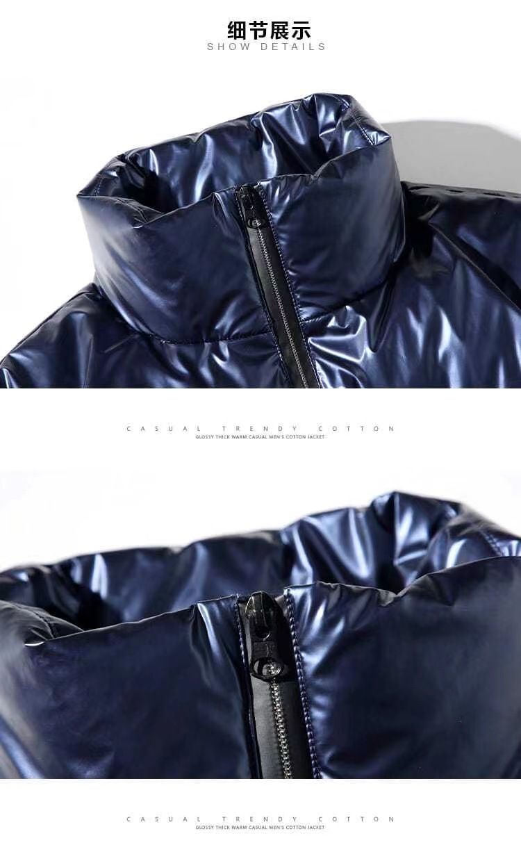 Piumino lucido da uomo in stile coreano – Cappotto invernale con cappuccio alla moda con un tocco urbano_voghion.com