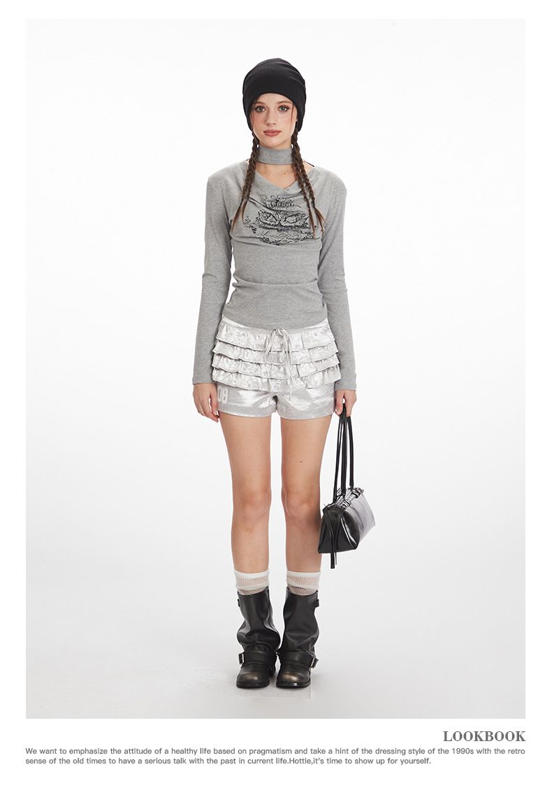 Abbigliamento da donna Top a maniche lunghe con scollo a cappuccio da donna - Maglietta basic elasticizzata aderente Tendenze moda più vendute_voghion.com