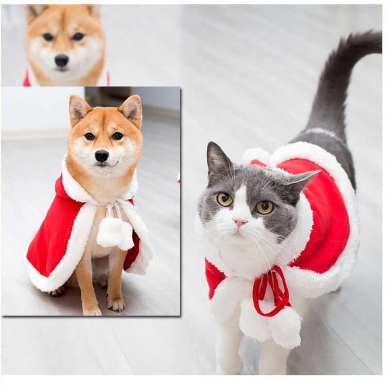 Cat Christmas Dress Little Red Riding Hood Cloak Cloak Pet baby cat Christmas New Year cloak puppy dog hat_voghion.com