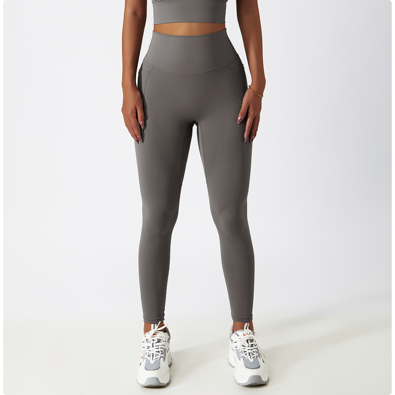 Vêtements pour femmes Pantalon de yoga respirant taille haute pour levage des hanches Portez un pantalon de sport serré avec poche, un pantalon de fitness à séchage rapide_voghion.com