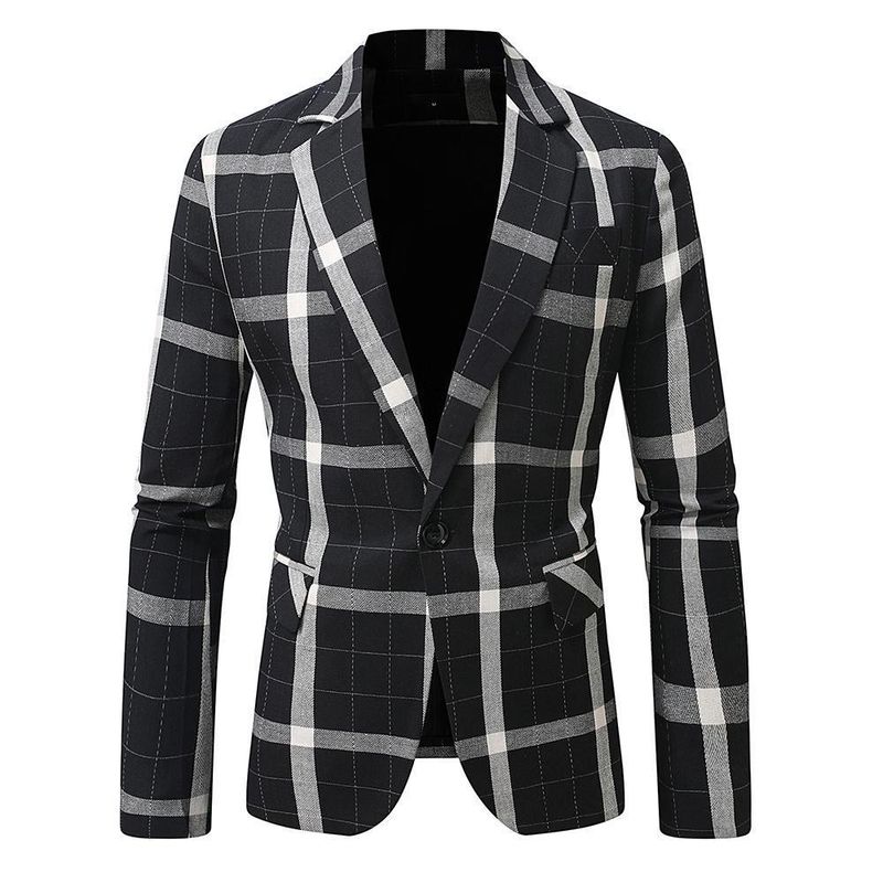 Giacca blazer monopetto a quadri versatile casual da uomo, nuova moda primavera 2025 CT_voghion.com