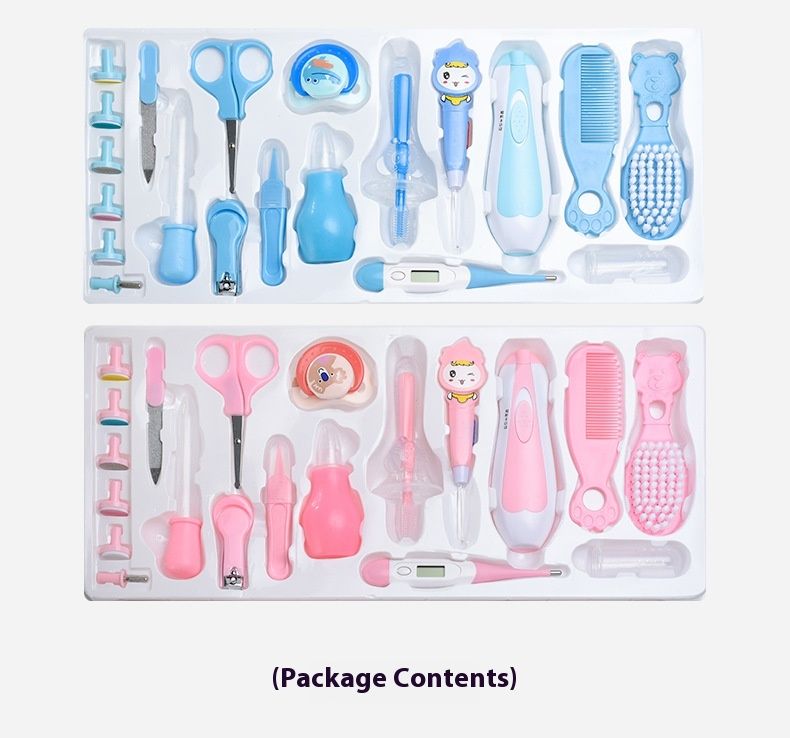 Escova para bebês, pente, conjunto de aspirador nasal, termômetro, cuidados, conjunto de presente de 20 peças_voghion.com
