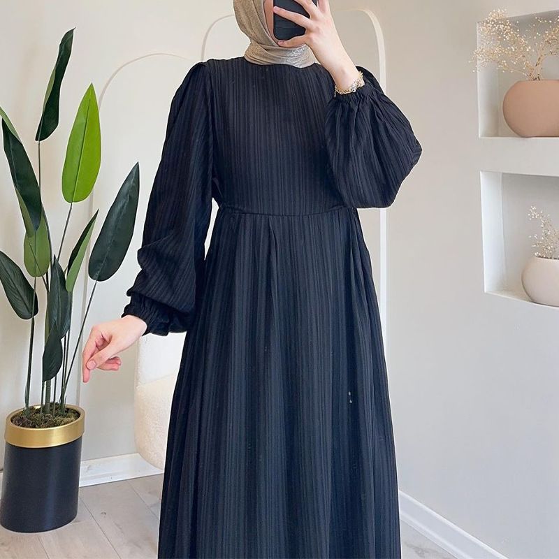 Damenkleeder Moslemescht Ronnhals-Lanternärm-Mantel Elegant a komfortabelt Kleed_voghion.com