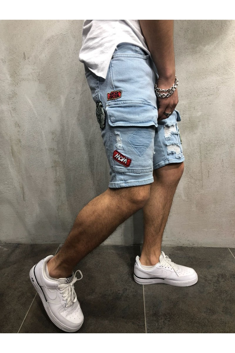 Lässige, modische All-Match-Jeansshorts für Herren mit Taschennähten_voghion.com