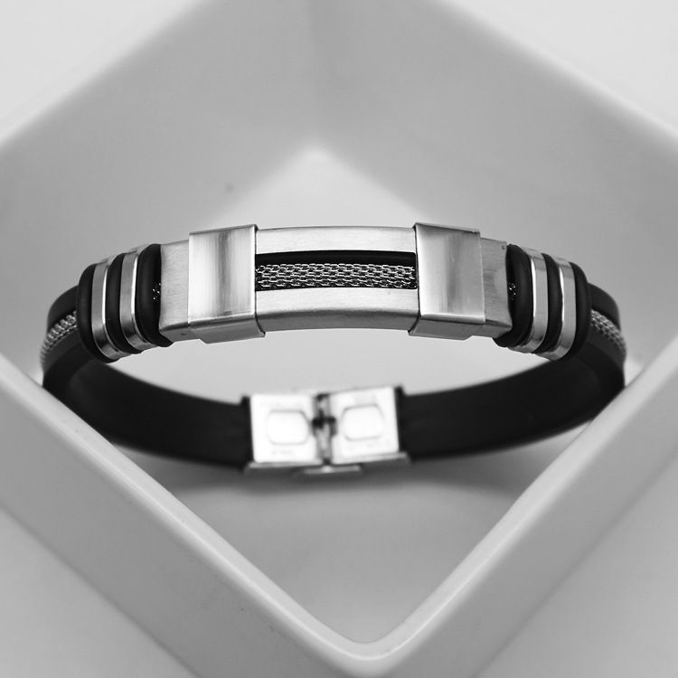 Grenzüberschreitendes Punk-Hip-Hop-Armband aus Silikon und Titan im europäischen und amerikanischen Stil – ein trendiges Accessoire für Herren aus Edelstahl_voghion.com