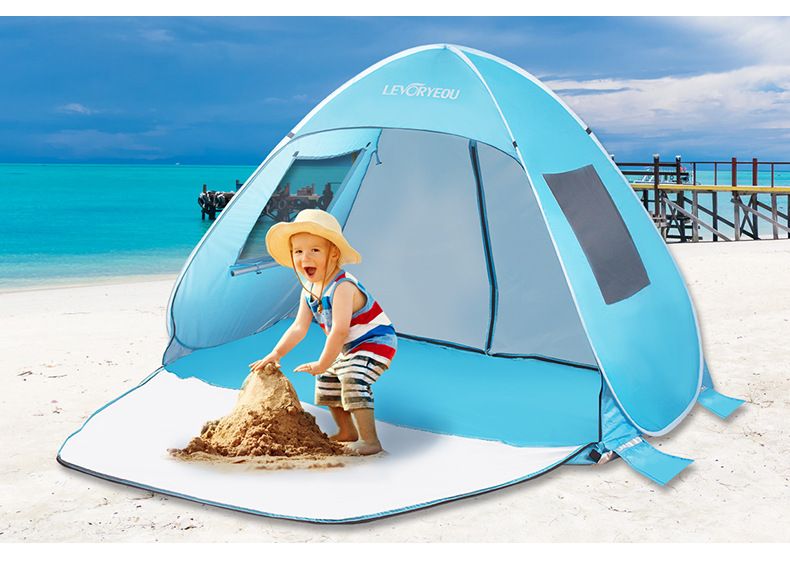 Tenda da spiaggia per esterni, con apertura rapida, automatica, pop-up, semplice parasole, baldacchino per il tempo libero sulla spiaggia, con porte e doppie finestre_voghion.com