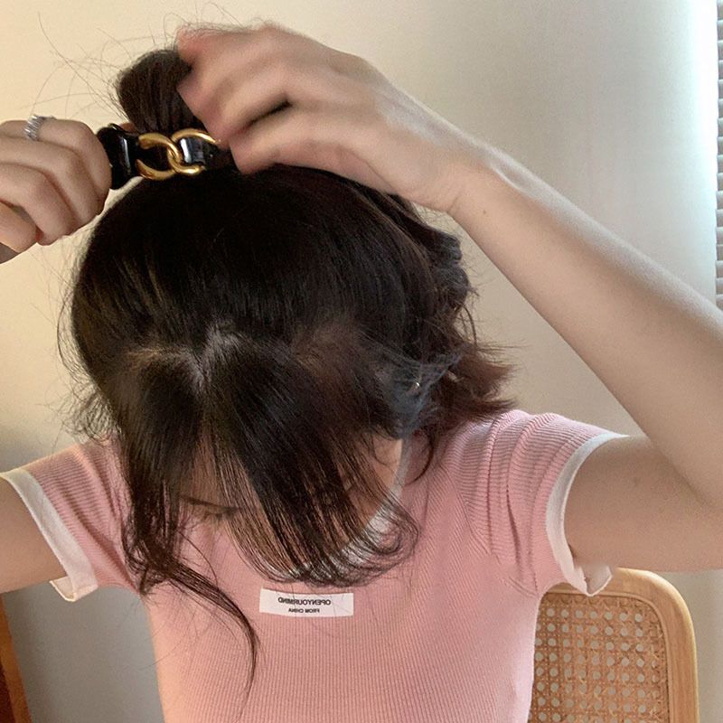 Mellangammal smak ~ Urgammal guldstruktur Hästsvansklämma Utsökt hår Gripande Slipshår Kort hårnål Bakhuvud Skivhår Koreanska hårtillbehör_voghion.com