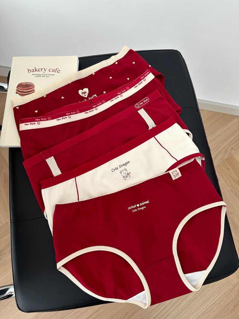 Intimates för kvinnor Tunga Benmingnian bomullsunderkläder kan matchas med par 5a Antibakteriellt grenvinröd körsbärsröd medellång midja_voghion.com
