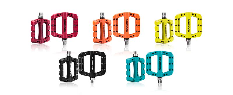 Pédales de vélo ROCKBROS, pédales plates avec 3 roulements, taille 9/16", matériau en nylon, 1 paire_voghion.com