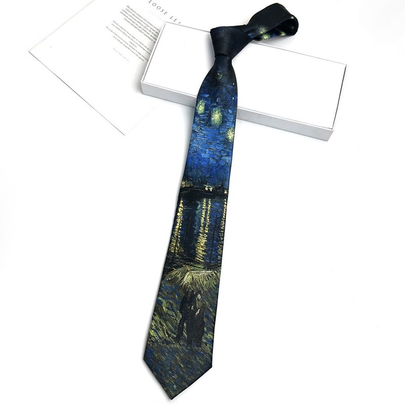 Lässige Krawatte, stilvolles, leichtes Luxusmuster, Ölgemälde-Stil, frisches High-End-Gefühl, handgebundenes Uniformhemd für Damen_voghion.com