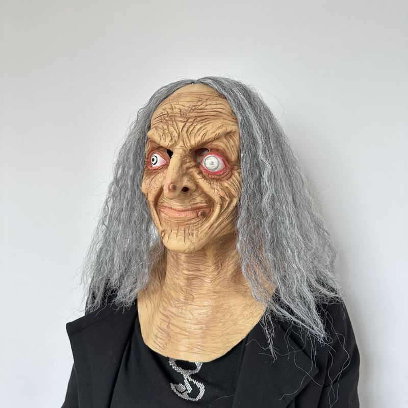 Halloween Horror Witch Mask, Scary Latex Head Cover Dance Bar Party Performance Props_voghion.com